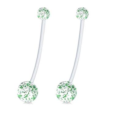 Imagem de Decentraland 2 peças com esfera branca 1,6 mm (14G) piercing de umbigo acrílico piercing corporal halteres piercing joias acrílico plástico transparente 38 mm, 1.6mm(14G),L-38mm, Acrílico, Sem Pedra