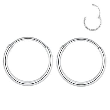 Imagem de L7L7WM Brincos de argola infinitos de aço cirúrgico 316L, anéis de segmento articulados, anéis de cartilagem, anéis de septo, hélice daith, torre, concha, tragus, piercings labiais, Sem pedras preciosas