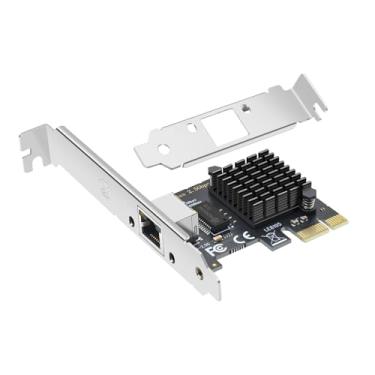 Imagem de Buacoz Placa de rede Gigabit de porta única de 2,5 GB com placa de rede LAN Realtek RTL8125BG RJ45, adaptador de servidor Ethernet PCI Express 2500Mbps PCIe 2.0 x1 compatível com Windows Server/Linu