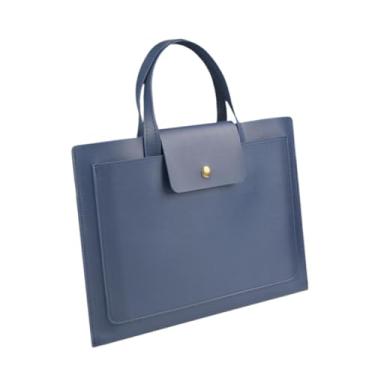 Imagem de Colaxi Pasta de negócios Bolsa para laptop de 13/14 polegadas Bolsa com fecho de pressão Alça superior Pasta de trabalho Bolsa Laptop Bolsa para notebook de, Azul