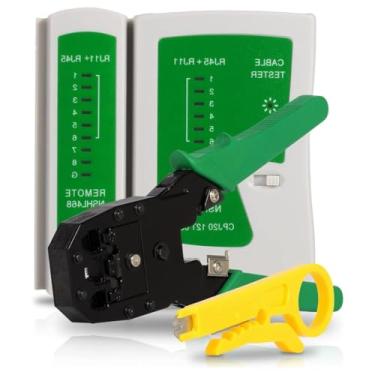 Imagem de Alicate Crimpador Mais Desencapador De Cabo Rj45 Corte De Fio MAIS Testador Cabo De Rede RJ45 Teste Profissional Ethernet Lan Fio PREMIUM