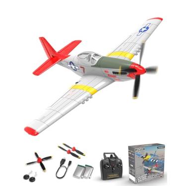 Imagem de VOLANTEXRC RC Plane 4 Channel P51D Mustang Remote Control Airplane Fighter RTF with 6-Axis Gyro, 3 Modes Easy to Fly, 2.4GHz Radio Controlled Aircraft for Beginners, Boys & Adults (red)