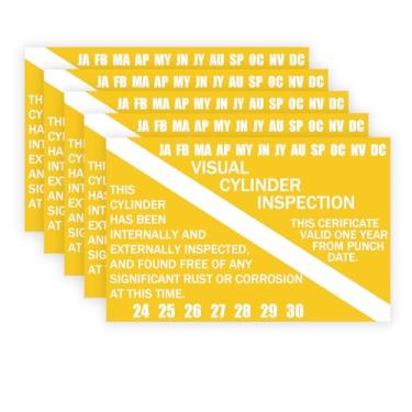 Imagem de Generic Adesivo de inspeção visual para tanque de mergulho, 12 × 17 cm, etiqueta de cilindro visual de mergulho anos 2024-2030 (pacote com 20) (amarelo)