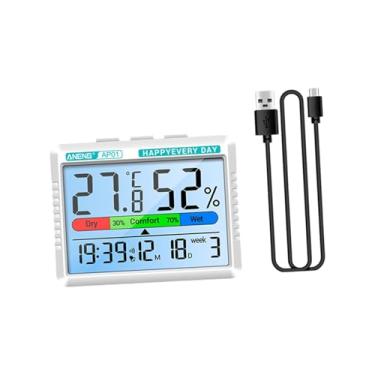 Imagem de Ｂｅｓｇａ Estação meteorológica termohigrômetro 10%~99% RH Higrômetro interno portátil Termômetro de parede para gerenciamento de tempo eficiente Quarto, Gato Cinzento