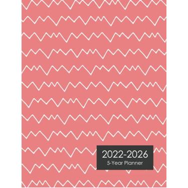 Imagem de 2022-2026 5-Year Planner: A simple monthly planner for 5 years (2022,2023,2024,2025,2026), Monday start, 8.5x11" Big size, line drawing on red : happy ... Organizer/Appointments/Events/Routine