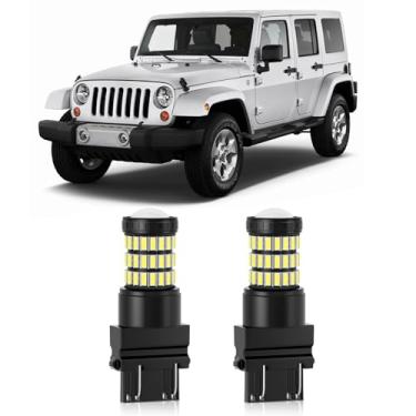 Imagem de MEALAM Lâmpadas LED Xenon White 3157 4157 3057 3156 com projetor de retroiluminação compatível com 2007 2008 2009 2010 2011 2012 2013 2014 2015 2016 2017 2018 Jeep Wrangler, pacote com 2