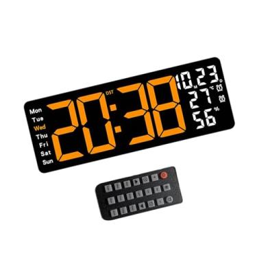 Imagem de MYCENSE Relógio de parede digital grande display retangular temporizador com luz de atmosfera LED relógio de parede para cozinha sala de aula sala de estar, Laranja