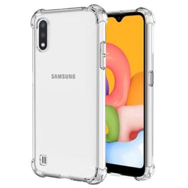 Imagem de Wanyuexes Capa para Galaxy A01, capa para Samsung A01 SM-A015F SM-A015G, capas de telefone TPU macio e transparente, capa protetora de silicone fino à prova de choque transparente para Samsung Galaxy