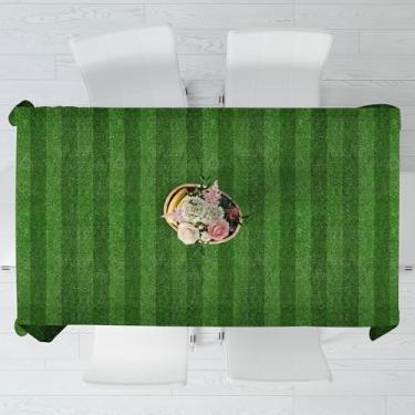 Imagem de Toalha de mesa de campo de futebol com textura de grama para aniversário, dia de jogo, festa de futebol, formatura, festa, festa, celebração, suprimentos, 250 x 134 cm. BECKTEN