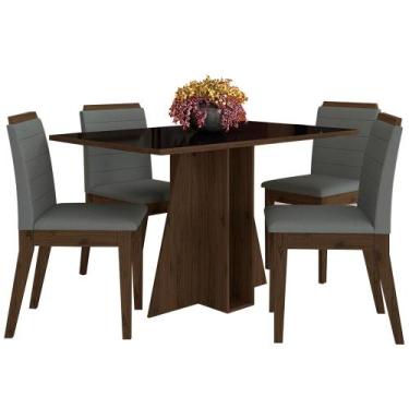 Imagem de Mesa Com 4 Cadeiras Senegal 1,36 Imbuia/preto/cinza - Móveis Arapongas
