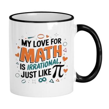 Imagem de Casitika Presente para professor de matemática. Caneca de cerâmica engraçada de 325 ml – Grande xícara de café para amantes de matemática, nerds, colegas de trabalho e matemáticos. (Irracional)