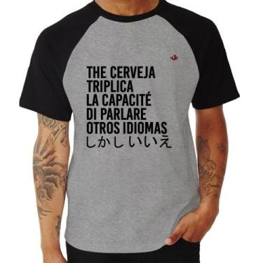 Imagem de Camiseta Raglan The cerveja triplica la capacité di parlare otros idio