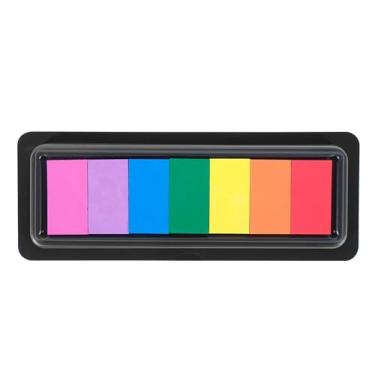 Imagem de CraftyManor Almofada de tinta de impressão digital arco-íris de 7 cores para crianças, lavável, almofada de tinta de espuma de látex com cores vibrantes, almofada de carimbo de tinta de dedo lavável