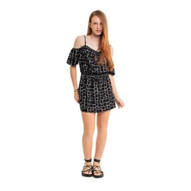 Imagem de Vestido Juvenil em Viscose Sarjada Gloss, Preto, 16
