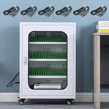 Imagem de Organizador de estação de carregamento de celular, armário de carregamento de celular/tablet com trava e rodas, estação de carregamento USB para celular, para salas de aula/clubes de ginástica/es