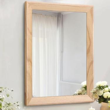 Imagem de AAZZKANG Espelhos rústicos para parede retangular moldura de madeira espelho grande 66 x 45 cm decorativo para casa de fazenda quarto banheiro sala de estar grande