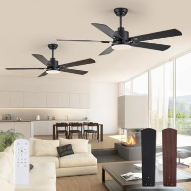 Imagem de ZMISHIBO 2 Pack 52 Ceiling Fans with Lights, Black Modern Ceiling Fan with Remote, Farmhouse Indoor Ceiling Fan with Dual Finish Blades, Quiet & Strong Motor, Bright LED Light.