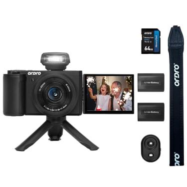 Imagem de Ordro Câmera digital G930 5K para criadores de conteúdo, vloggers e fotografia com zoom óptico de 5X, foco automático e ângulo amplo (combo preto)