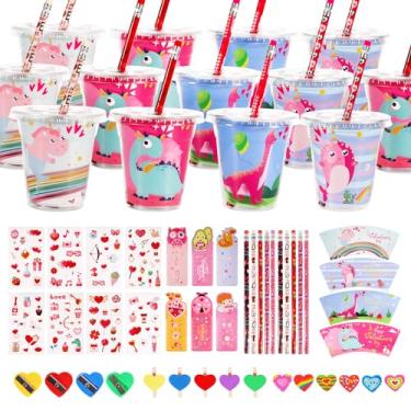 Imagem de EPDPLAY 192 Pcs Papelaria Dia Dos Namorados Conjunto De Presentes Para Crianças Para Sala De Aula Prêmio Escolar Com Cartões Lápis Borrachas Adesivo Apontador Copos Régua, Lembrancinha De Festa Dos