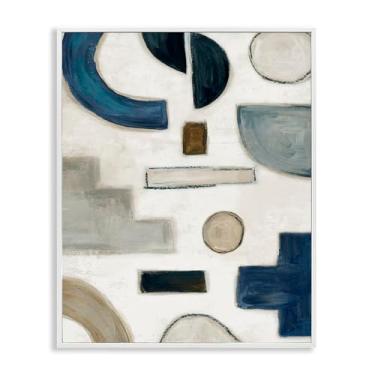 Imagem de Stupell Industries Formas neutras azul e bege branco emoldurado giclée arte de parede por Emma Peal, 40,6 x 50,8 cm