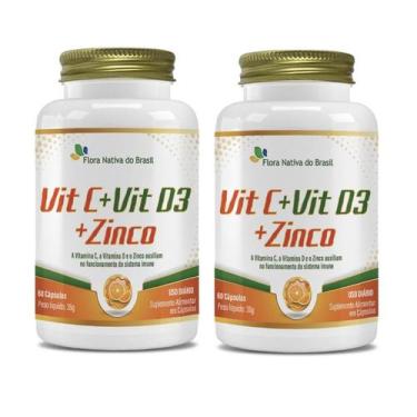 Imagem de Kit 2x Suplementos Alimentares Vitaminas C D3 e Zinco 60 cápsulas Flor