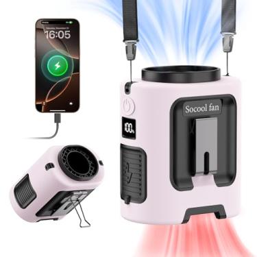 Imagem de Socool Clipe de ventilador de cintura portátil - no cinto vestível ventilador pessoal 5000 mAh recarregável operado por bateria, 4 velocidades e 13000 RPM, ventilador de pescoço mãos livres,