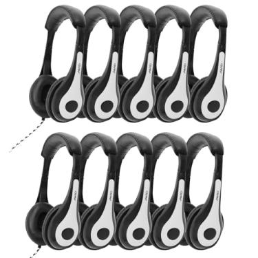 Imagem de Avid Produtos Fones de ouvido pessoais para sala de aula branco AE-35 com plugue de 3,5 mm, sem microfone (pacote com 10)