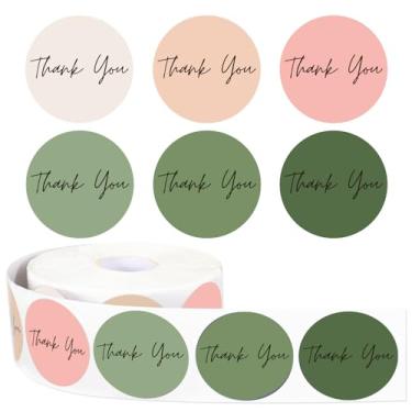 Imagem de Whaline 1000 pçs adesivo de agradecimento verde sálvia rosa estilo simples 6 cores decalque de papel multicolorido adesivo adesivo adesivo para rosa verde chá de bebê aniversário festa de casamento