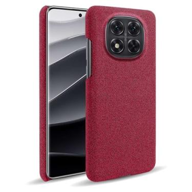 Imagem de Capa para Xiaomi Redmi Note 14 Pro 5G,Capa desenhada em lona,Case Protetora Ultrafina com Empunhadura Macia,Design em Tecido Antichoque e Antiarranhões-Red
