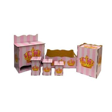 Imagem de Kit Higiene Bebê 6 Peças em Madeira Mdf Adesivado - ATACADÃO DO ARTESA