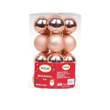Imagem de Conjunto com 16 Bolas de 3cm Rose Gold para Árvore de Natal - Festive