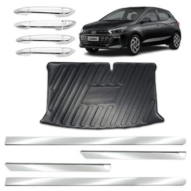 Imagem de Aplique Maçaneta Externa Protetor Bandeja de Porta-Malas Friso Lateral Largo Adáptavel para HB20 Hatch 2021 2022 2023 2024 Kit Cromado 4 Portas
