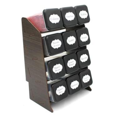 Imagem de Porta Temperos mini prateleira 12 Potes em Mdf Pintado Pote tempero Co