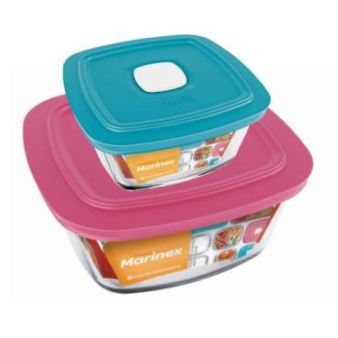 Imagem de Jogo 2 Potes Quadrado Vidro Temperado 1L 2L Nadir Marinex