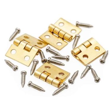 Imagem de 1 conjunto de dobradiças de porta miniatura 1/12, 4 peças e parafusos, 16 peças, acessórios de decoração de casa de bonecas, decoração de micro cena DIY