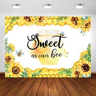 Imagem de COMOPHOTO Banner Sweet As Can Bee para Bee Baby Shower Banner 17,78 cm x 1,52 m Honeycomb Bumble Bee Sunflower Tema Aniversário Festa Fotoshoot Fotografia Fundo