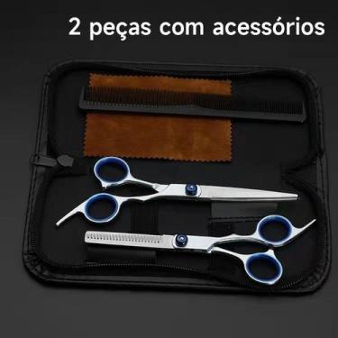 Imagem de Kit 2 Tesoura De Cabeleireiro Profissional De Aço Inoxidável Corte Fer