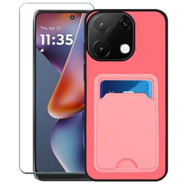 Imagem de Covthch Capa para UMIDIGI Note 100 com protetor de tela, capa protetora fina de borracha de silicone à prova de choque com slots de cartão de crédito para UMIDIGI Note 100 5G /UMIDIGI Note 100A - Rosa