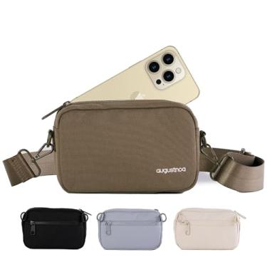 Imagem de augustnoa Pochete antifurto para homens e mulheres em creme, bolsa transversal com alça ajustável, bolsa de cintura impermeável feita de garrafas recicladas, bolsa de cinto moderna com vários bolsos,