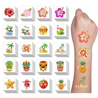 Imagem de Y&C TENCOB 100 Tatuagens Temporárias Para Festa De Verão Havaiana Para Crianças, Mulheres E Adolescentes, 20 Estilos De Decoração Para Festa De Verão Havaiana, Prêmios (Havaiana)
