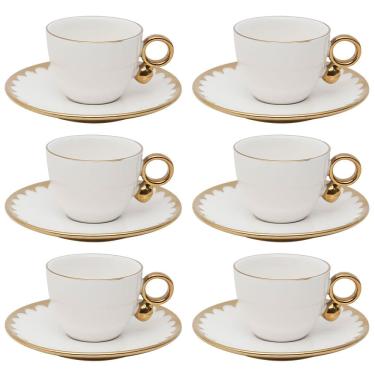 Imagem de Conjunto de 6 Xícaras de Café com Pires de Porcelana Egg 90ml - Wolff