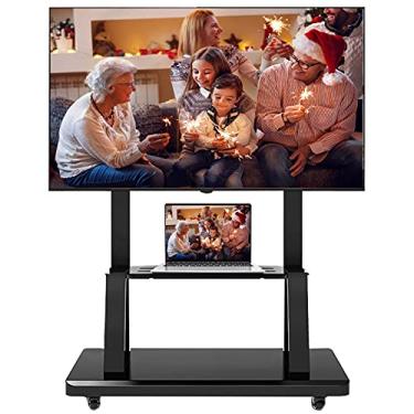 Imagem de WYUYIWH Suporte universal para TV, carrinho de TV móvel com rodas para telas planas de 81 a 190 cm, suportes de TV com rodinhas de altura ajustável com armazenamento, suporte de TV universal moderno