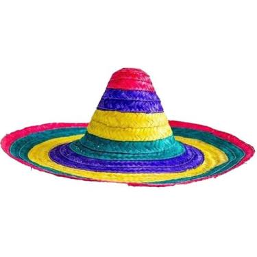 Imagem de Chapéu Mexicano Sombreiro de Palha Colorido - Extra Festas