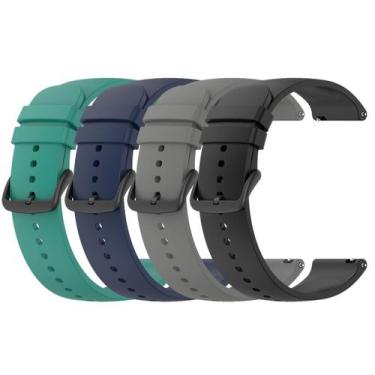 Imagem de Kit 4 Pulseiras 22Mm Lisa Compatível Com Amazfit Gtr 4 - Estilo No Pul