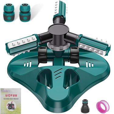 Imagem de WOVUU Aspersor de jardim, sistema de irrigação rotativo automático de 360 graus para irrigação, irrigador de mangueira de jardim para quintal/36 unidades embutidas com bicos de pulverização angulares