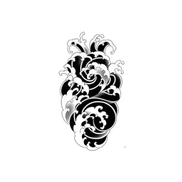 Imagem de Tatuagens de melhores amigas, ondas no estilo japonês, tatuagens onduladas, duram de 1 a 2 semanas, aparência de tatuagem real, resistentes à água, resilientes,18 x 11 cm