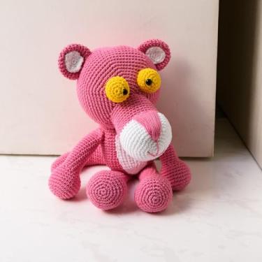 Imagem de Pantera Cor de Rosa peso de porta em amigurumi