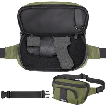 Imagem de NOOLA Pochete tática para homens, bolsa de transporte oculta com coldre de acesso rápido, pochete grande com cinto ajustável, 3 bolsos com zíper, bolsa de cinto leve para EDC, viagens, atividades ao