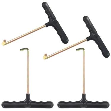 Imagem de SquEqu Pacote com 4 ferramentas de tração de mola de trampolim extrator de extensão de gancho em T com alça ergonômica para uso ao ar livre Trampolim Spring Pull Kit de ferramentas para mini trampolim