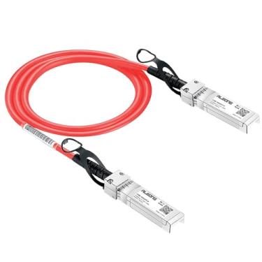 Imagem de Alwong Vermelho 0,5 m/1,64 pés 10G SFP+ Cabo de conexão direta (DAC), cabo Twinax passivo, 10GBASE- SFP+ para conector SFP+, para Cisco SFP-H10GB-CU0.5M, Ubiquiti, Arista, D-Link, Mikrotik, Netgear